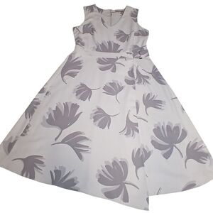 M&S Collection Grey Floral Sleeveless Midi Dress Size 14